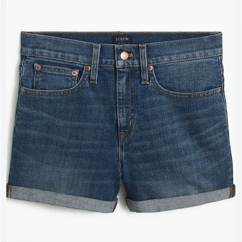 J CREW Classic Denim Jean Short In Pacific Blue Wash High Rise Size 27